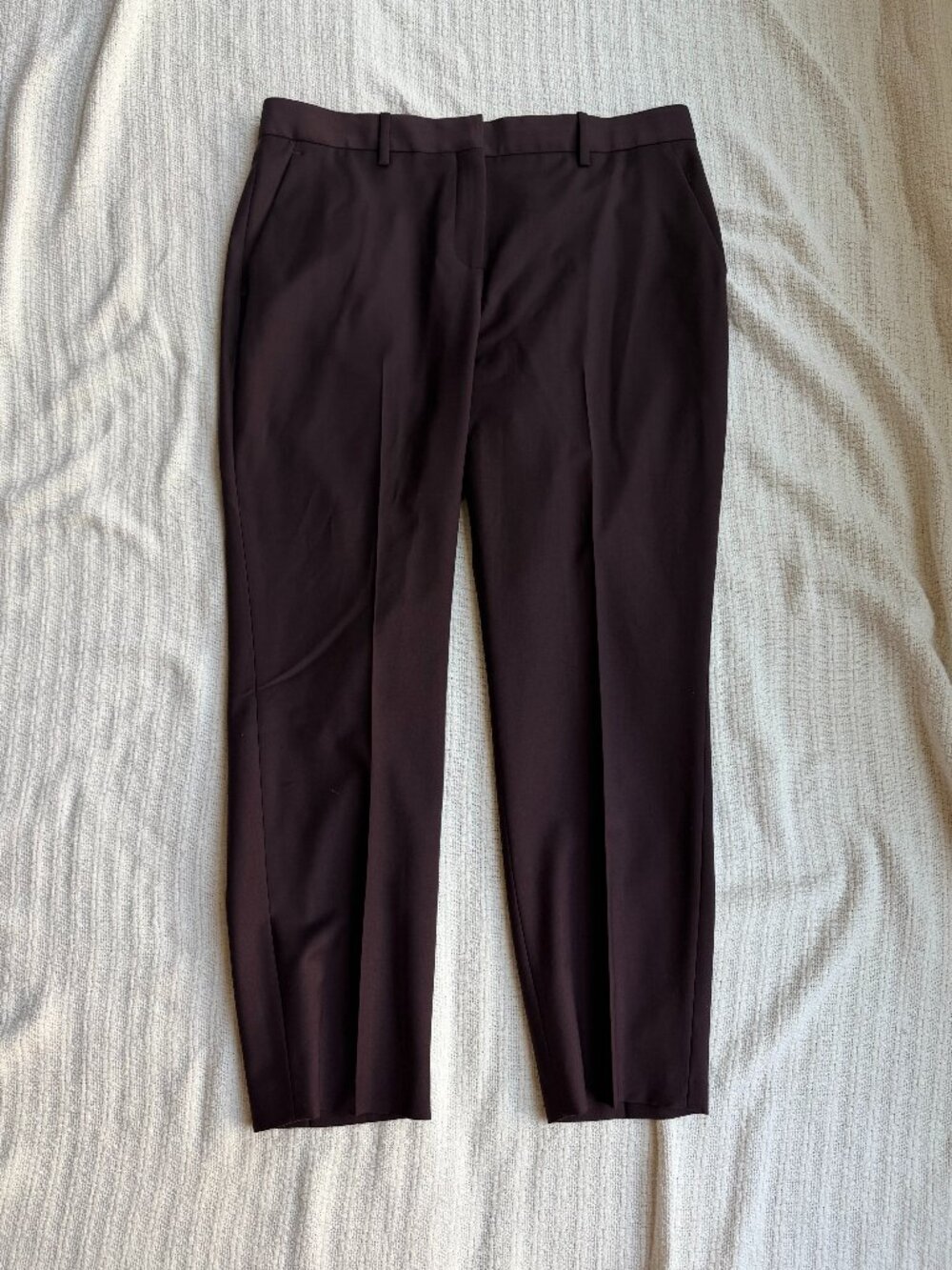 Theory Treeca 2 Wool Blend Slim Pant - Burgundy/Oxblood - Size 10
